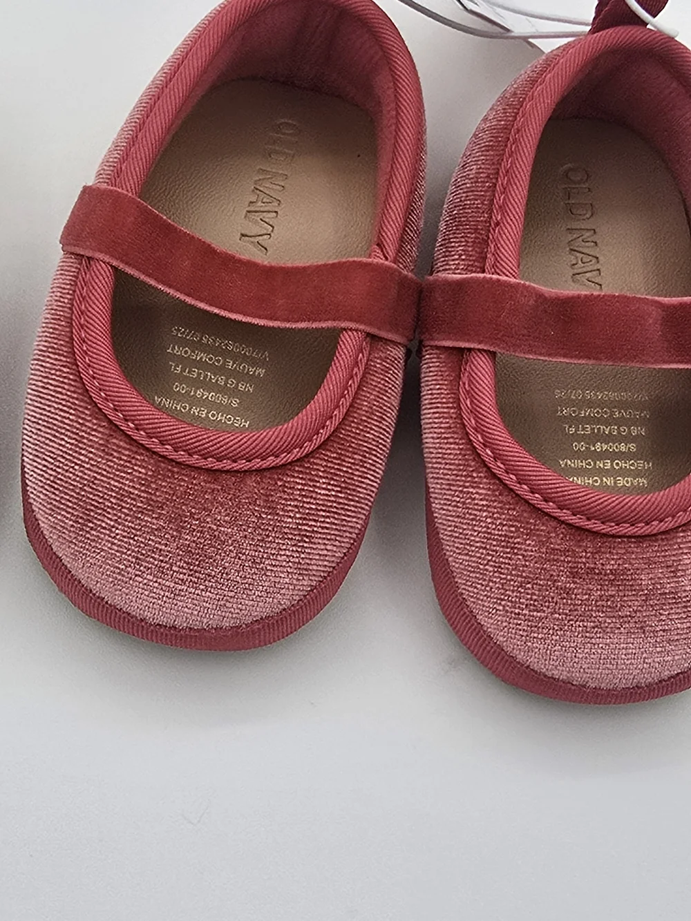 2 Old Navy Metallic Gold and Red Velvet Mary Jane Baby Shoes Sz